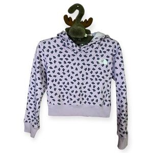 The North Face Girls XS Purple All Over Logo Pullover Hoodie